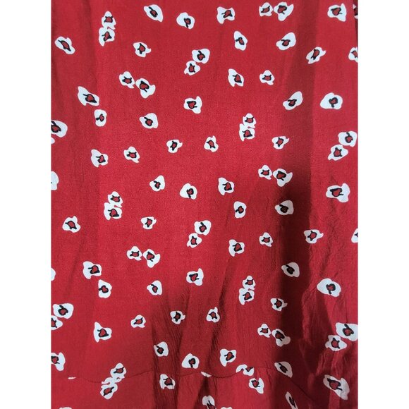 11 1 Tylho Women's Lakin Poppy Floral Button Front Peplum Tunic Top Red Medium - Picture 3 of 9